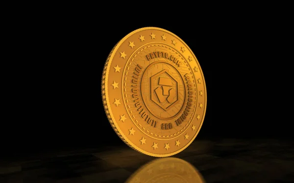 Crypto Com Cro Pièce Symbole Crypto Monnaie Sur Fond Écran — Photo