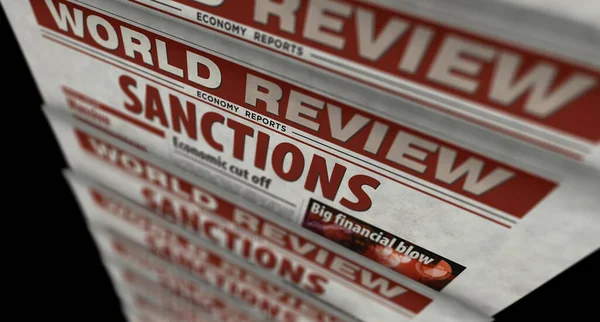 Sanctions Blocus Économique Nouvelles Politiques Embargo Tirage Journaux Concept Abstrait — Photo