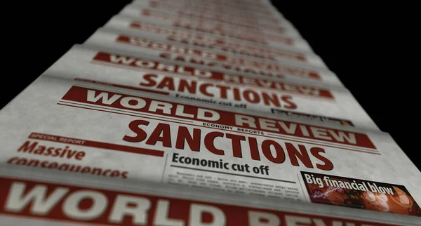 Sankce Blokáda Ekonomiky Politika Zprávy Embargu Novinový Tisk Tradiční Abstraktní — Stock fotografie