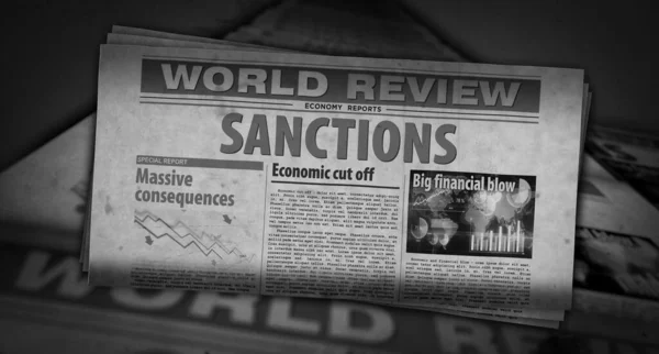 Sanctions Economy Blockade Politics Embargo News Newspaper Print Vintage Press — Stock Photo, Image