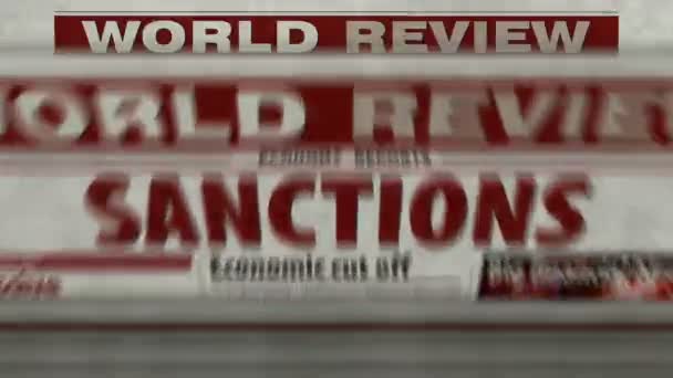 Sankce Blokáda Ekonomiky Tisk Novinových Zpráv Politice Embargu Abstraktní Koncept — Stock video