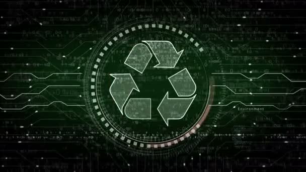 Εικονίδιο Ανακύκλωσης Διαχείριση Δεδομένων Αποβλήτων Και Σύμβολο Βιώσιμης Βιομηχανίας Αφηρημένη — Αρχείο Βίντεο