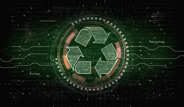 Ikona Recyklingu Zarządzanie Danymi Odpadach Koncepcja Cyfrowa Symboli Zrównoważonego Przemysłu — Zdjęcie stockowe