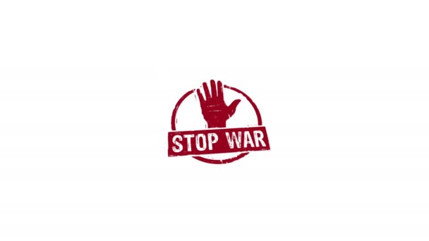 Stop War Stamp Hand Stamping Impact Isolated Animation Peace Aggression — Stock Video