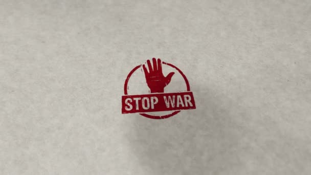 Állítsa Háborús Bélyegző Hurkolható Zökkenőmentes Animáció Kézpecsételő Becsapódás Béke Nincs — Stock videók