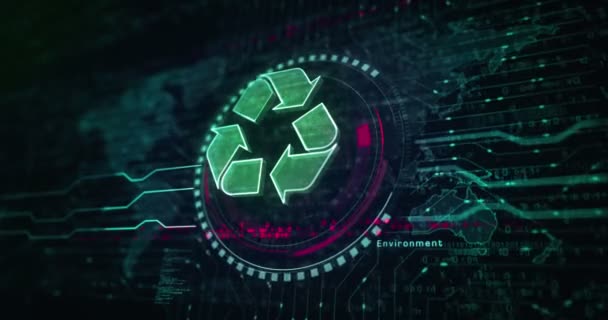 Icono Reciclaje Ecología Gestión Electrónica Datos Residuos Símbolo Sostenible Industria — Vídeos de Stock