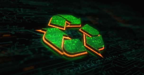 Εικονίδιο Ανακύκλωσης Οικολογία Ηλεκτρονική Διαχείριση Δεδομένων Αποβλήτων Και Βιώσιμη Βιομηχανία — Αρχείο Βίντεο