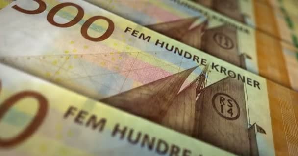 ノルウェーのクローン銀行券ループ お金の質感を ノルウェーの経済 ビジネス 銀行業 金融の概念 ノートを移動します ループ可能なシームレス3Dアニメーション — ストック動画