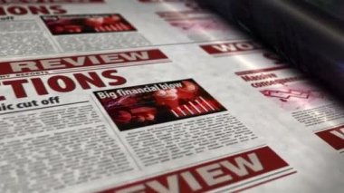 Yaptırımlar, ekonomik abluka, politika ve ambargo haberleri günlük gazete raporları. Soyut konsept 3D renklendirme kusursuz döngülü animasyon.