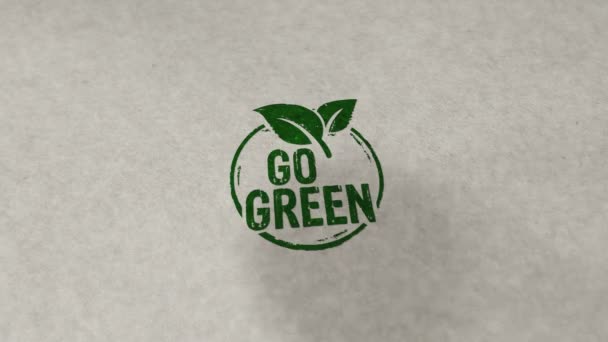 Przejdź Zielony Ekologiczny Symbol Pieczęć Pętli Płynnej Animacji Uderzenie Dłoń — Wideo stockowe