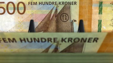 Norveçli Krone para paketi 3D çizimler. NOK banknot desteleri. Norveç 