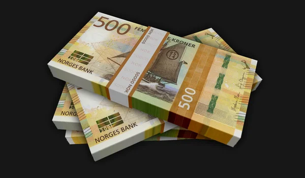 Норвезькі Гроші Пакет Ілюстрація Банкноти Nok Комплекті Стеків Концепція Фінансів — стокове фото