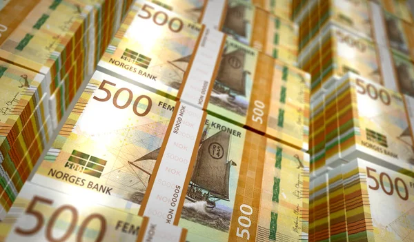 Norvég Korona Pénzcsomag Illusztráció Nok Bankjegykötegek Finanszírozás Készpénz Gazdasági Válság — Stock Fotó