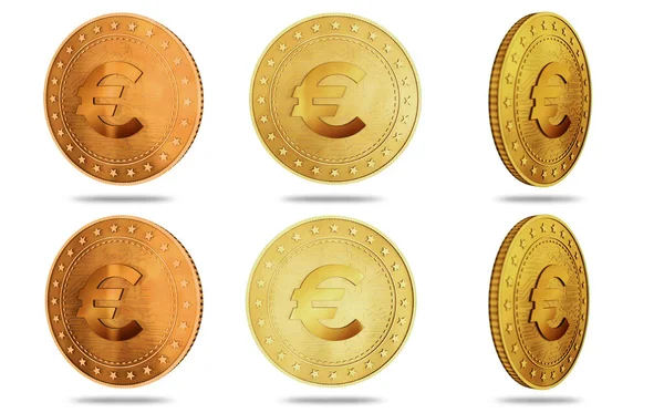 Euro Eur Munt Symbool Geïsoleerde Gouden Munt Groene Achtergrond Abstract — Stockfoto