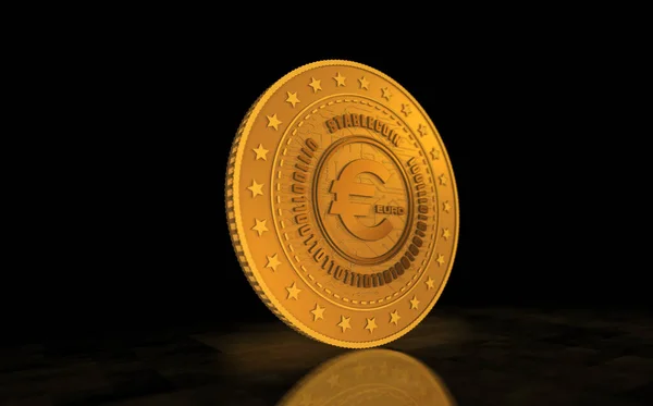 Νόμισμα Ευρώ Χρυσό Νόμισμα Της Φόντο Πράσινης Οθόνης Αφηρημένη Έννοια — Φωτογραφία Αρχείου