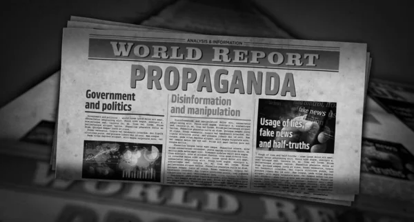 Propaganda Fake News Manipulation Disinformation Newspaper Print Vintage Press Abstract — Stock Photo, Image
