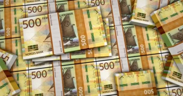 Billetes Noruegos Corona Animación Vista Cámara Desde Cerca Larga Distancia — Vídeos de Stock