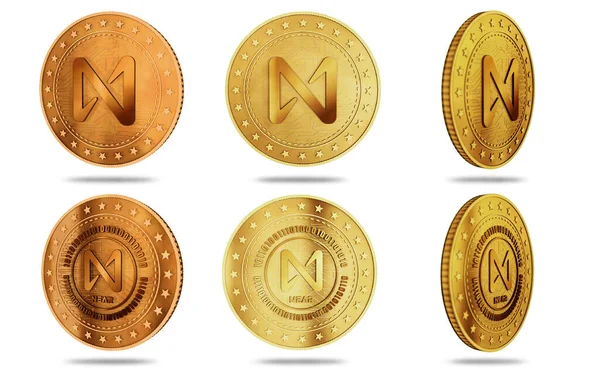 Közel Cryptocurrency Szimbólum Izolált Arany Érme Zöld Képernyős Háttér Absztrakt — Stock Fotó
