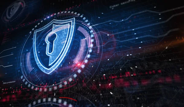 Кібербезпека Мережевий Захист Цифрові Дані Цифровою Концепцією Щита Мережа Кібер — стокове фото