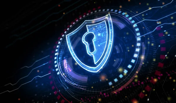 Cybersäkerhet Nätverksskydd Och Digitala Data Med Sköld Symbol Digitalt Koncept — Stockfoto