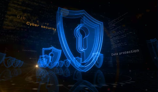 Cyber Security Network Protection Digital Data Shield Symbol Digital Concept — Stock Photo, Image