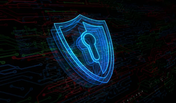Cybersäkerhet Nätverksskydd Och Digitala Data Med Sköld Symbol Digitalt Koncept — Stockfoto