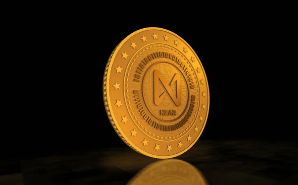 Κοντά Σύμβολο Cryptocurrency Χρυσό Νόμισμα Πράσινο Φόντο Οθόνη Αφηρημένη Έννοια — Φωτογραφία Αρχείου