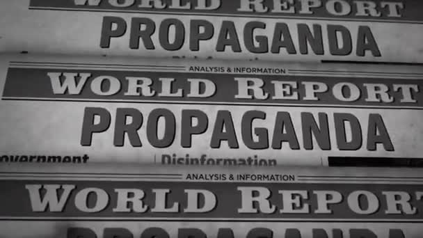 Propaganda Fałszywe Wiadomości Manipulacja Dezinformacja Vintage Gazeta Drukuje Abstrakcyjną Koncepcję — Wideo stockowe