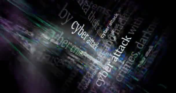 Nagłówki Międzynarodowych Mediach Atakiem Cybernetycznym Hakerstwem Naruszeniem Bezpieczeństwa Abstrakcyjna Koncepcja — Wideo stockowe