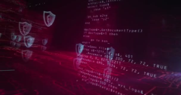 Cyber Sicherheit Netzwerkschutz Und Digitale Daten Mit Schild Symbol Abstraktes — Stockvideo