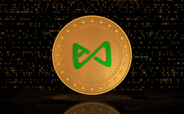 Axie Axs Άπειρο Παιχνίδι Σύμβολο Cryptocurrency Χρυσό Νόμισμα Πράσινο Φόντο — Φωτογραφία Αρχείου
