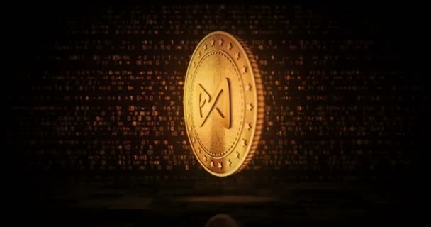 Axie Axs Tak Terhingga Permainan Kriptocurrency Koin Emas Pada Latar — Stok Video