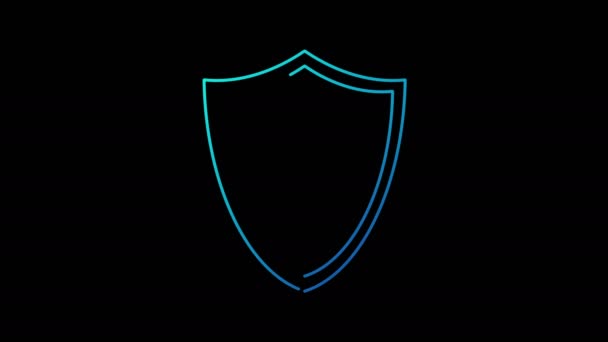 Cyber Security Network Protection Digital Data Shield Line Symbol Loopable — Stock Video