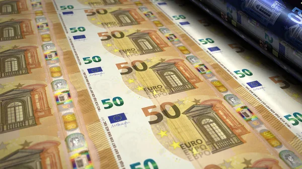 Euro Moneta Stampa Illustrazione Stampa Banconote Euro Concetto Finanza Cassa — Foto Stock