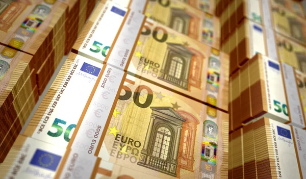 Euro Money Pack Ilustracja Pakiety Banknotów Eur Koncepcja Finansów Inflacji — Zdjęcie stockowe