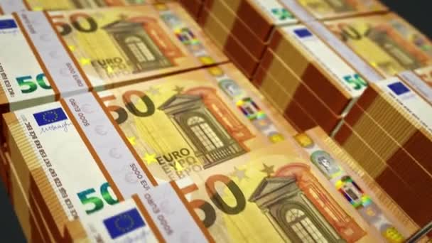 Euro Para Paketi Animasyon Döngüsü Döngüsüz Enflasyon Finans Ekonomik Kriz — Stok video