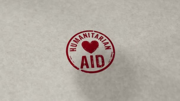 Humanitárius Segítségnyújtás Bélyegző Hurkolható Zökkenőmentes Animáció Kézpecsételő Becsapódás Segítség Menekülteknek — Stock videók