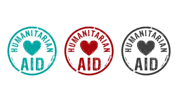 Humanitaire Hulp Stempel Pictogrammen Enkele Kleurvarianten Hulp Aan Vluchtelingen Vrijwilligerswerk — Stockfoto