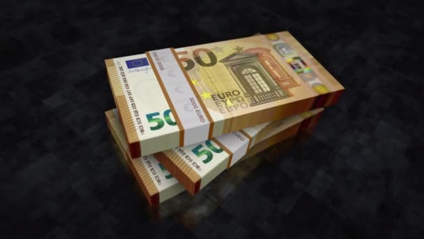 Paquete Pila Euros Antecedentes Conceptuales Economía Banca Negocios Crisis Recesión — Vídeo de stock