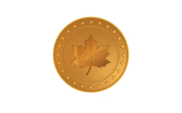 Maple Leaf Canadian Isolated Gold Coin Green Screen Background Abstract — Stock Photo, Image