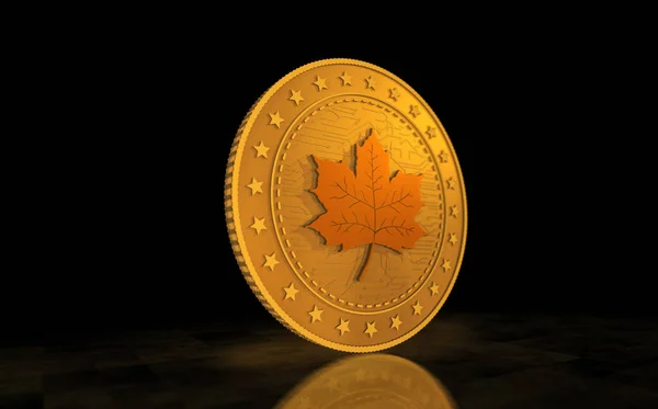 Maple Leaf Kanadensiska Guldmynt Grön Skärm Bakgrund Abstrakt Begrepp Illustration — Stockfoto