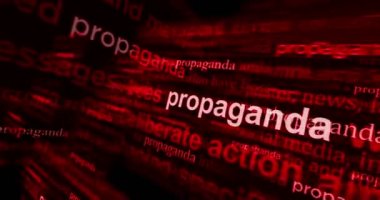 Uluslararası medyada propaganda, yanlış bilgilendirme ve manipülasyonla manşet haber. Gürültü görüntüleme döngüsündeki haber başlıklarının soyut konsepti. TV arıza efekti pürüzsüz ve döngülü.