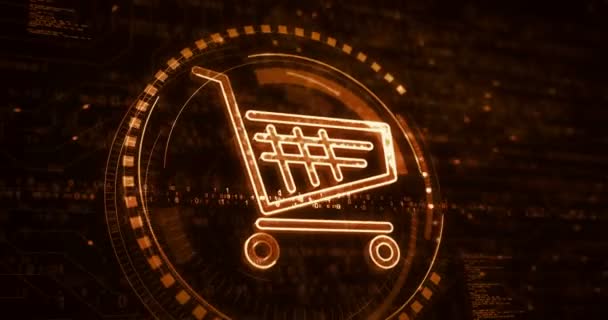 Icono Carrito Compras Comercio Línea Comercio Electrónico Símbolo Negocio Concepto — Vídeos de Stock