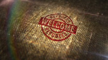 Mülteciler, doğal çarşaf çuvalının üzerindeki damgayı hoş karşılarlar. Kriz sırasında göç ve insani yardım tasarımı soyut bir kavram haline getirmiştir. Döngüsüz ve kusursuz animasyon.