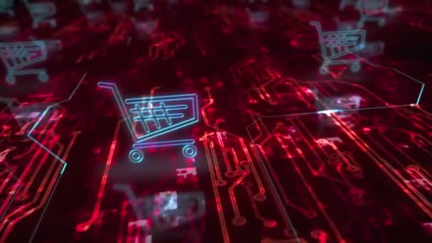 Icono Carrito Compras Comercio Línea Comercio Electrónico Símbolo Negocio Concepto — Vídeos de Stock