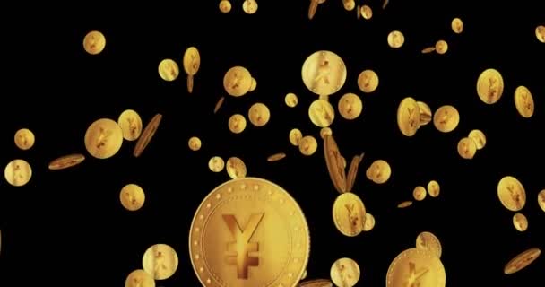 Yen Giapponese Moneta Oro Che Cade Sfondo Digitale Loopable Concetto — Video Stock
