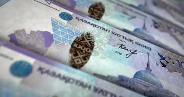 Boucle Billet Kazakh Tenge Texture Argent Kzt Concept Économie Affaires — Video