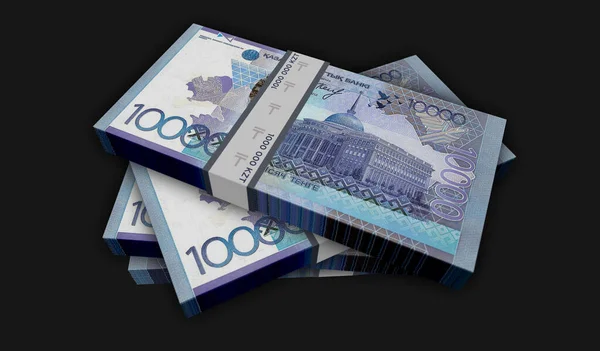 Kazakh Tenge Money Pack Illustration Kzt Banknote Bundle Stacks Concept — Stock Photo, Image