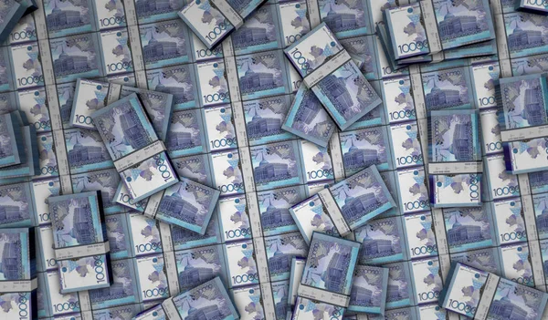 Kazah Tenge Pénzcsomag Illusztráció Kzt Bankjegykötegek Finanszírozás Készpénz Gazdasági Válság — Stock Fotó