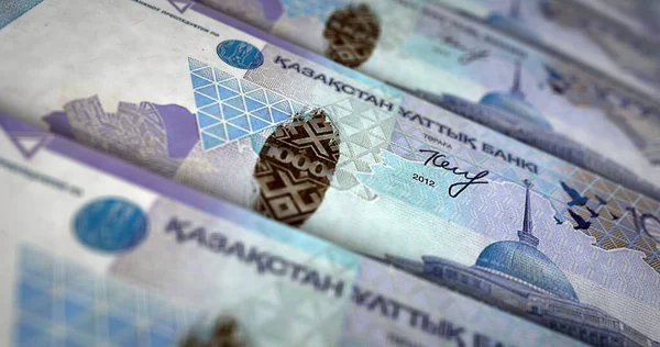 Kazakh Tenge Money Printing Example Kzt Banknote Print Концепція Фінансів — стокове фото